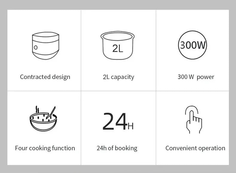 طباخ أرز كهربائي صغير 220 فولت مع قابس الاتحاد الأوروبي - جهاز طهي متعدد الوظائف بتصميم عصري
