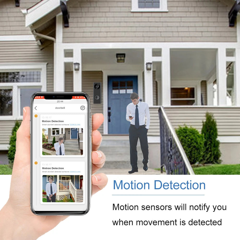 جرس باب IP واي فاي 2MP 1080P مع تطبيق تويا وزاوية عريضة ومرشد صوتي وكاميرا رؤية الباب مع جرس