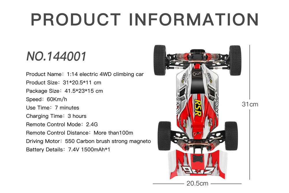 WLtoys 1/14 144010 سيارة سباق RC عالية السرعة 4WD سيارات طرق وعرة مع تحكم عن بعد 2.4G للأطفال