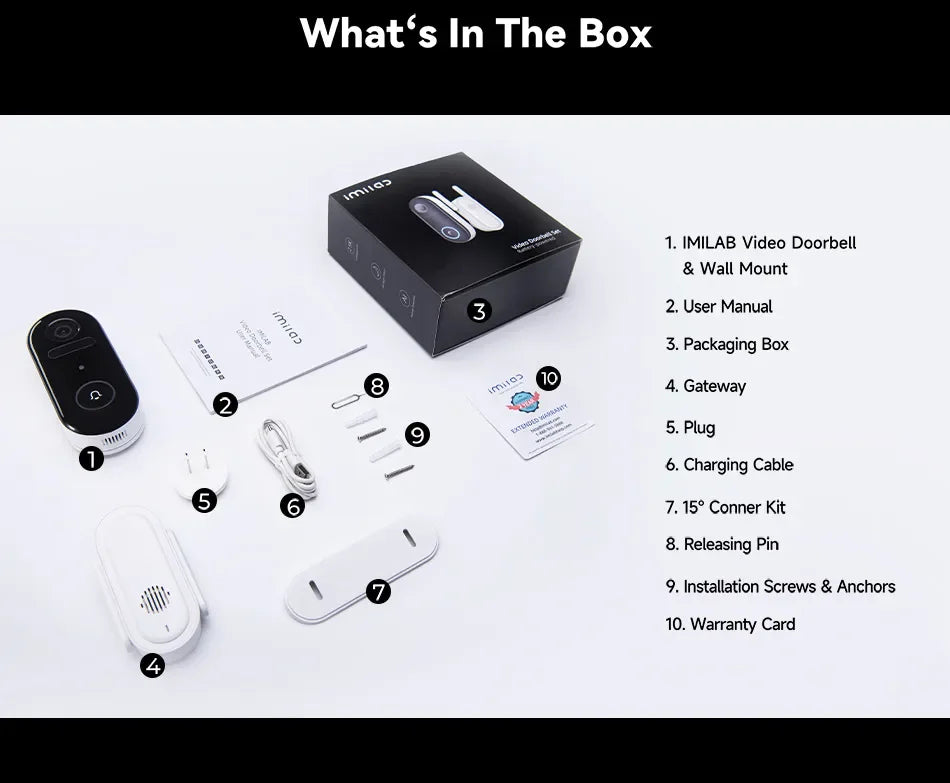 جرس باب IMILAB بدقة 2.5K مع تنبيه فوري وكشف بشري مدمج ومكالمة ثنائية الاتجاه وتصميم مضاد للسرقة بتقنية IP66 وتطبيق ذكي للمنزل