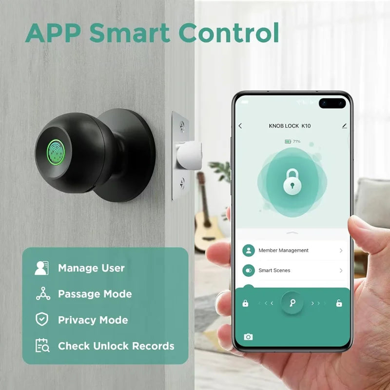 قفل باب ذكي بدون مفتاح مع تحكم عبر تطبيق تويا وفتح بالبصمة - قفل إلكتروني رقمي