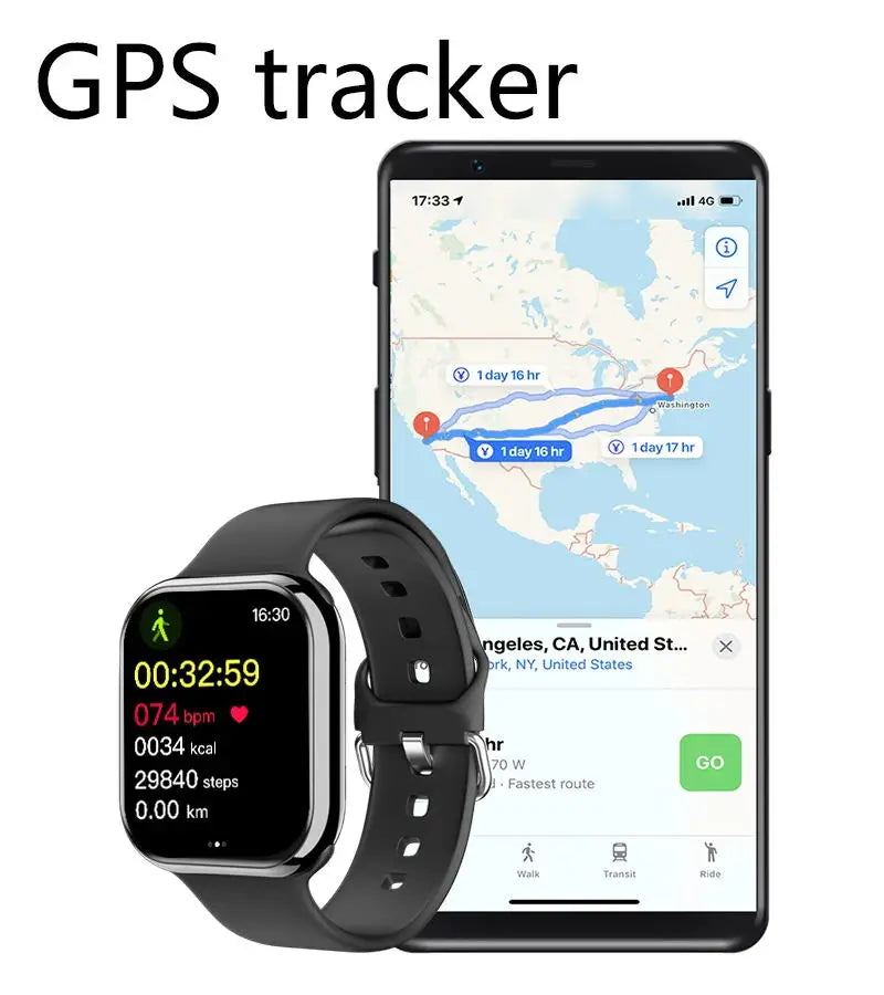 ساعة ذكية جديدة للرجال بنظام GPS لمشاهدة آبل 9 مع شاشة دائمة التشغيل، قياس درجة حرارة الجسم، مكالمات بلوتوث، NFC، ساعة ذكية للنساء لنظامي iOS وأندرويد