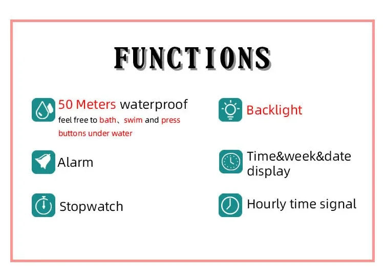 ساعة رياضية للأطفال بتصميم عصري مقاومة للماء 50م مع إضاءة LED ومقاومة للصدمات للبنات والأولاد والمراهقين