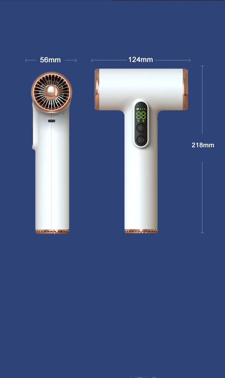 مجفف شعر لاسلكي قابل للشحن عبر USB بقوة هواء عالية للأطفال والطلاب والسفر، مجفف شعر محمول بدون قابس للخارج