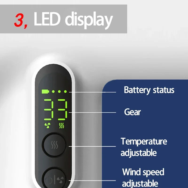 مجفف شعر لاسلكي قابل لإعادة الشحن مع شاشة LED وسرعة عالية 30000 دورة في الدقيقة مجفف محمول صغير للسفر والإقامة الجامعية و المنزل