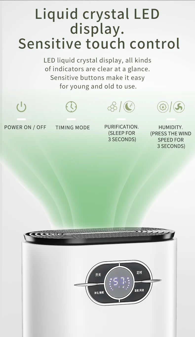 مجفف هواء كهربائي سعة 1.2 لتر مع إزالة الرطوبة وتنقية الهواء Quiet Home Air Dryer