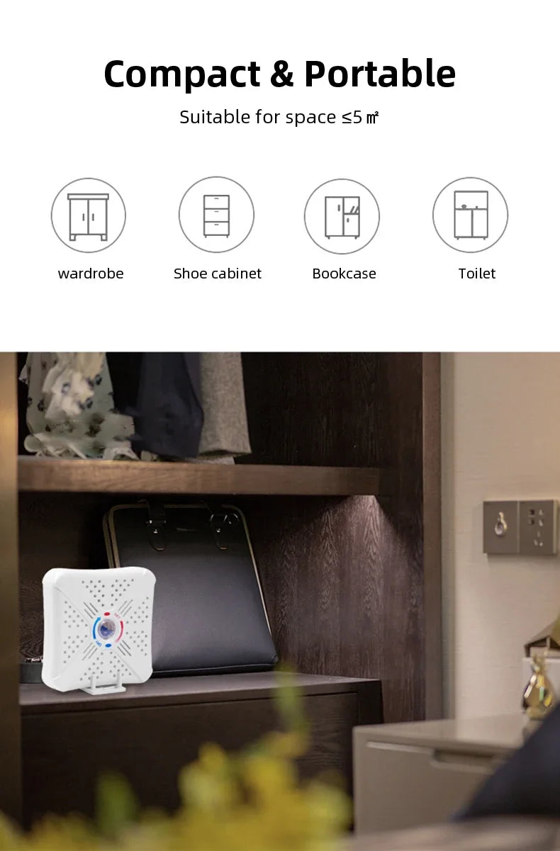 مجفف هواء محمول قابل لإعادة الاستخدام ماص للرطوبة لمنع العفن وتخفيض الرطوبة للدواليب وغرف النوم