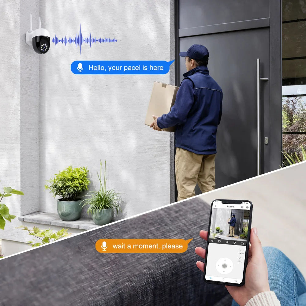 كاميرا مراقبة خارجية رقمية 5 ميجابكسل مع واي فاي 5G ومقاومة للماء - نظام أمان ذكي مع تتبع حركي ورؤية ليلية ملونة