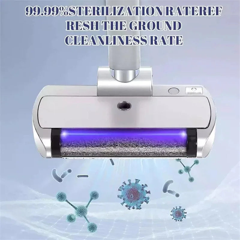 ممسحة كهربائية ذكية لاسلكية لتنظيف الأرضيات مع رش ماء ومصباح تعقيم UV