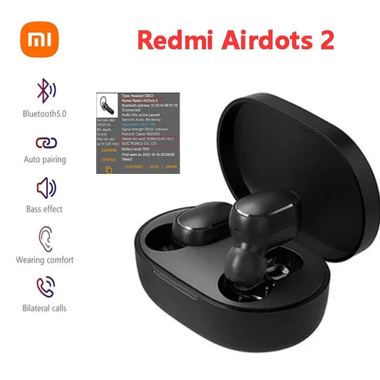 سماعات أذن وايرلس Xiaomi Mijia Redmi Airdots 2 مع تقنية Bluetooth 5.0، سماعات رياضية للموسيقى والمكالمات