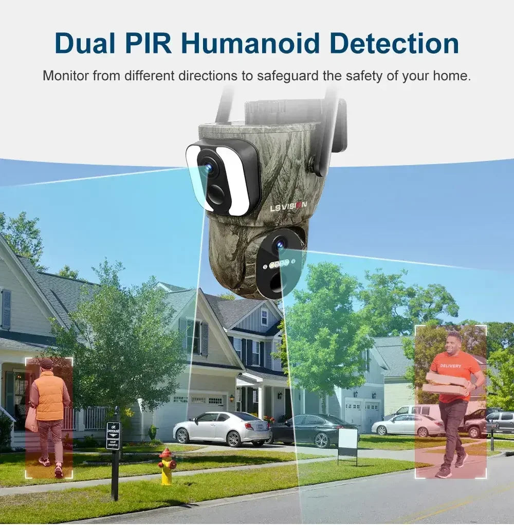 كاميرات المراقبة الشمسية اللاسلكية 4G من LS VISION بدقة 3K مع رؤية ليلية وكشف عن الحركة الحيوانات والبشر