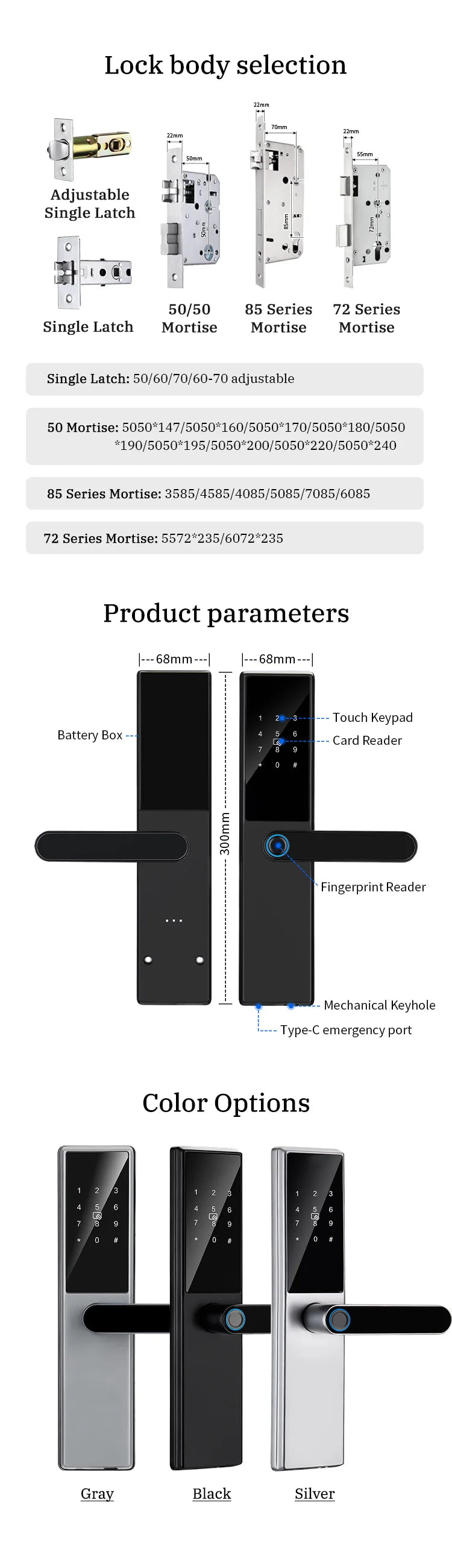 قفل باب ذكي باللمس مع بصمة الأصبع وBluetooth وتطبيق TTLock - قفل إلكتروني أمان رقمي للمنازل