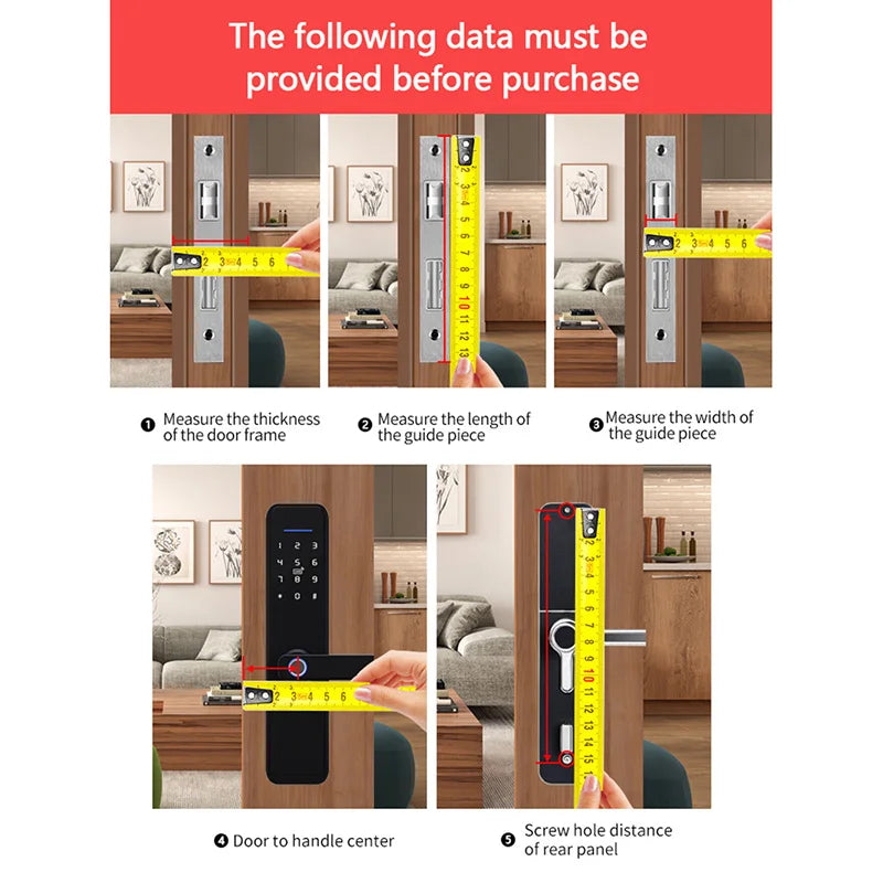 قفل ذكي لاسلكي من تويا مع بصمة إصبع وكلمة مرور وفتح بواسطة بطاقة IC دعم شحن USB الطارئ مع إمكانية ضبط اتجاه المقبض