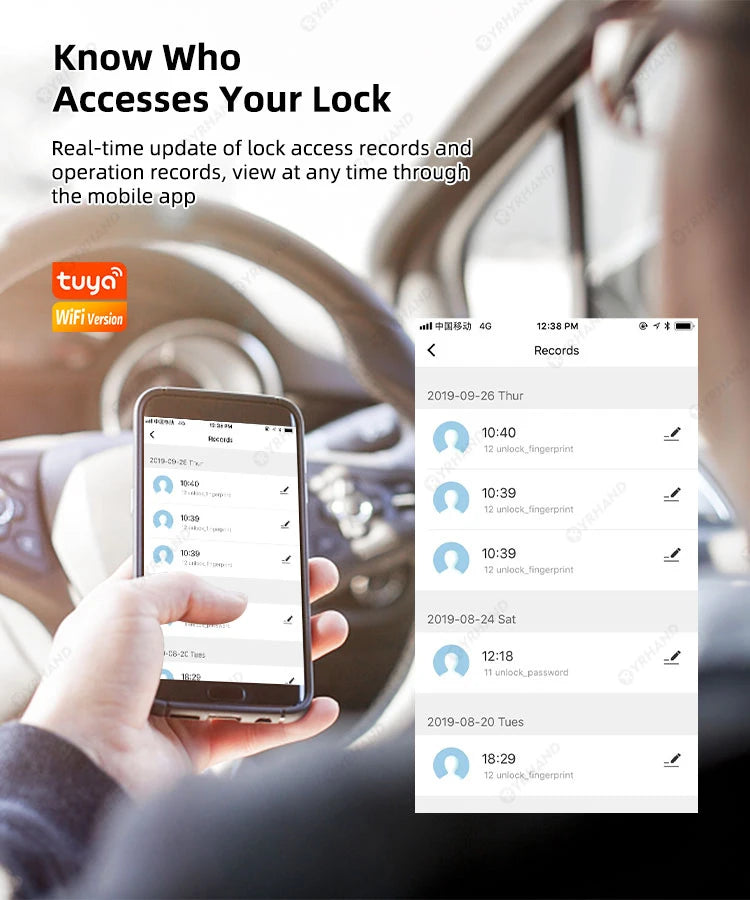 قفل إلكتروني ذكي YRHAND بتقنية الواي فاي مع بصمة الإصبع للمنزل الذكي