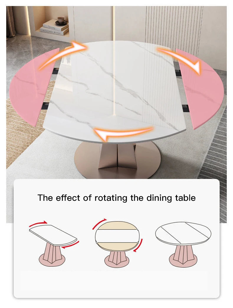 طاولة طعام قابلة للتعديل لمطعم فاخر أثاث منزلي مخصص طاولة ومقاعد مطبخ دوارة مستديرة من الحجر الرخامي