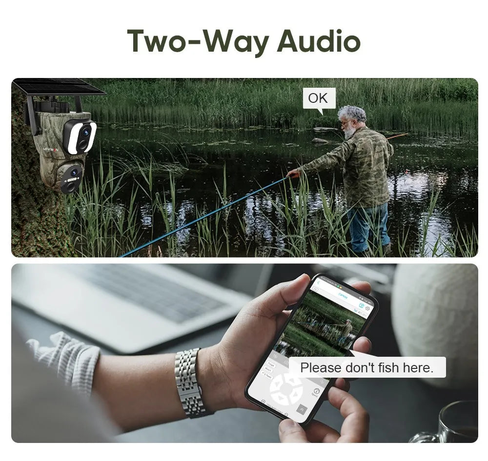 كاميرات المراقبة الشمسية اللاسلكية 4G من LS VISION بدقة 3K مع رؤية ليلية وكشف عن الحركة الحيوانات والبشر