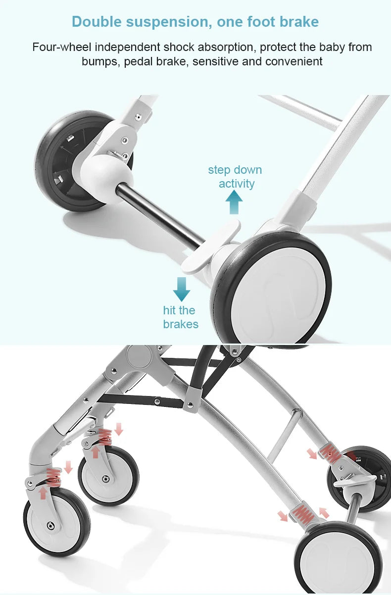 عربة أطفال خفيفة الوزن وسهلة الطي للأطفال، مناسبة للجنسين، مع نظام سفر متعدد الوظائف