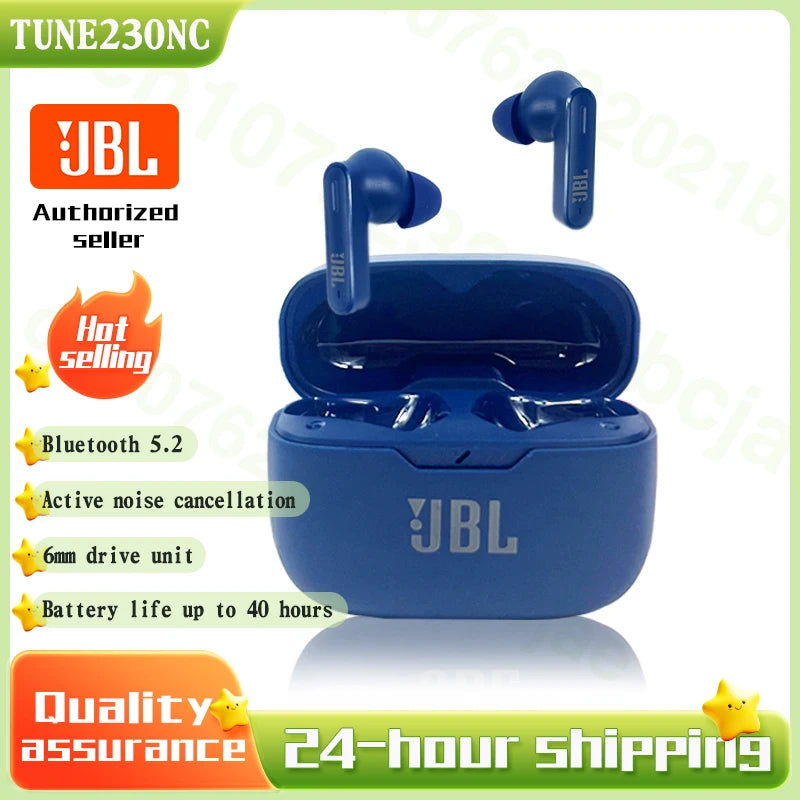 سماعة رأس JBL Tune 230nc TWS اللاسلكية مع ميكروفون، صوت ستيريو، مقاومة للماء، مصممة للرياضة