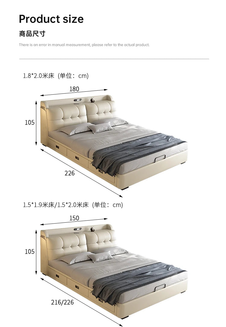 سرير ملكي متعدد الوظائف بتصميم حديث مع مساحة تخزين للغرفة النوم - أثاث منزلي فاخر
