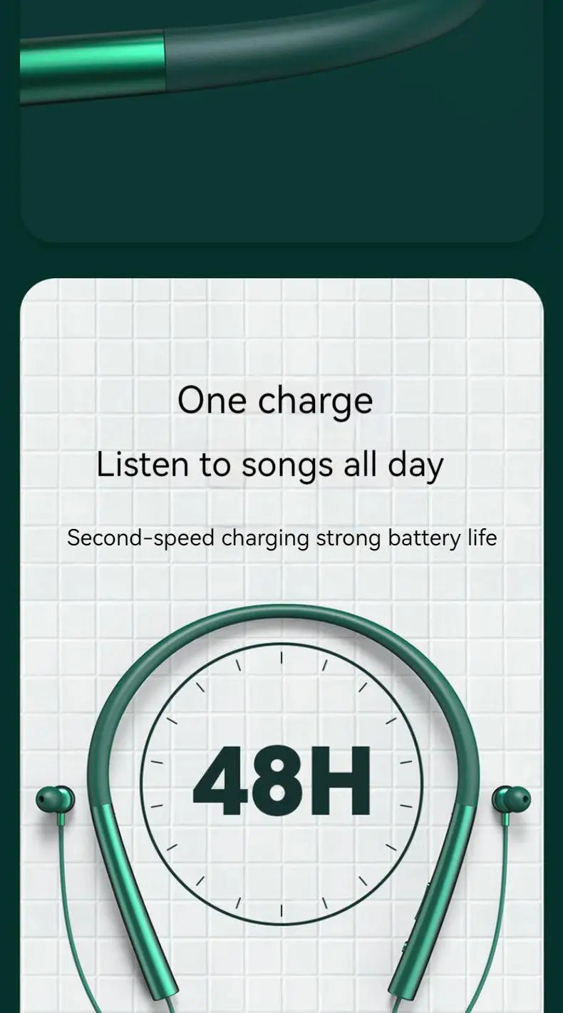 سماعات أذن بلوتوث لاسلكية عنق مع بطارية طويلة العمر مقاومة للماء للألعاب وتقنية إلغاء الضوضاء وميكروفون عالي الدقة