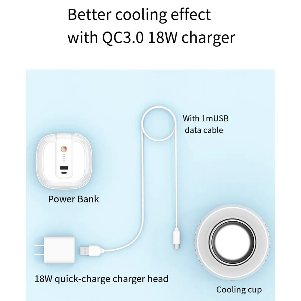 كوب تبريد كهربائي محمول فائق السرعة USB صغير للتبريد الفوري للمشروبات والطعام والبيرة والنبيذ في السيارة والمنزل