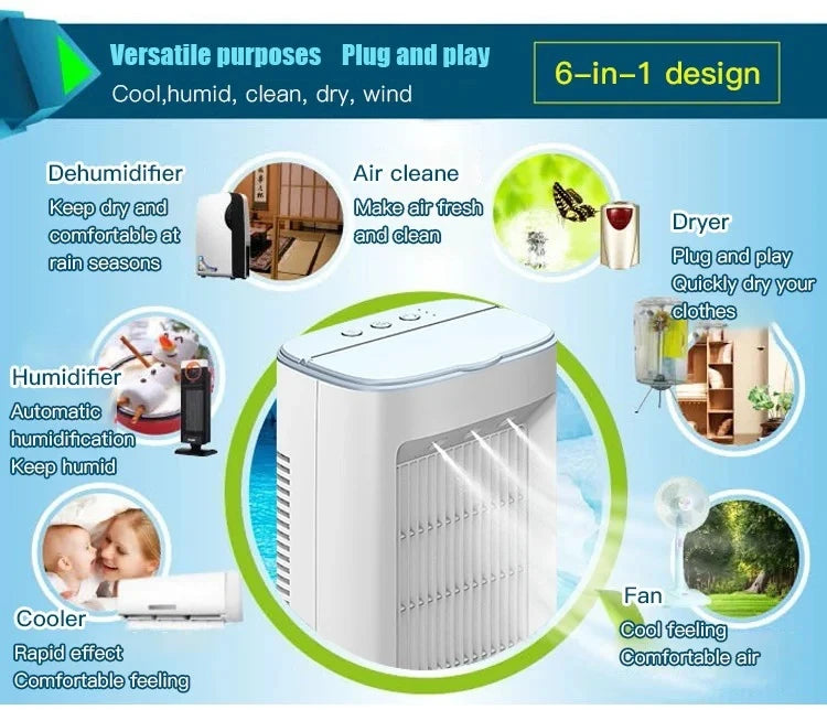 مروحة كهربائية محمولة متعددة الوظائف مع رذاذ مائي، مكيف هواء صغير USB، مثالية للاستخدام المنزلي 2023