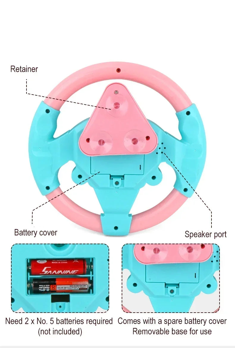 عجلة قيادة محاكاة كهربائية للأطفال مع أضواء وأصوات، لعبة تعليمية للهدايا للأطفال بعمر 3 سنوات وما فوق