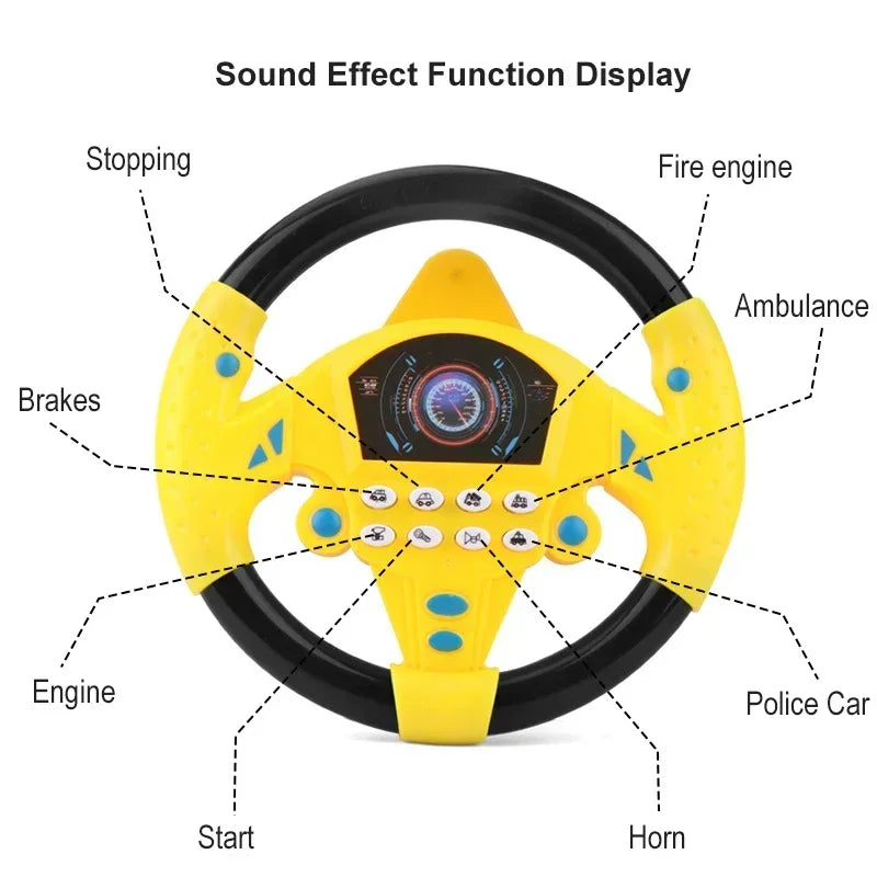 عجلة قيادة محاكاة كهربائية للأطفال مع أضواء وأصوات، لعبة تعليمية للهدايا للأطفال بعمر 3 سنوات وما فوق