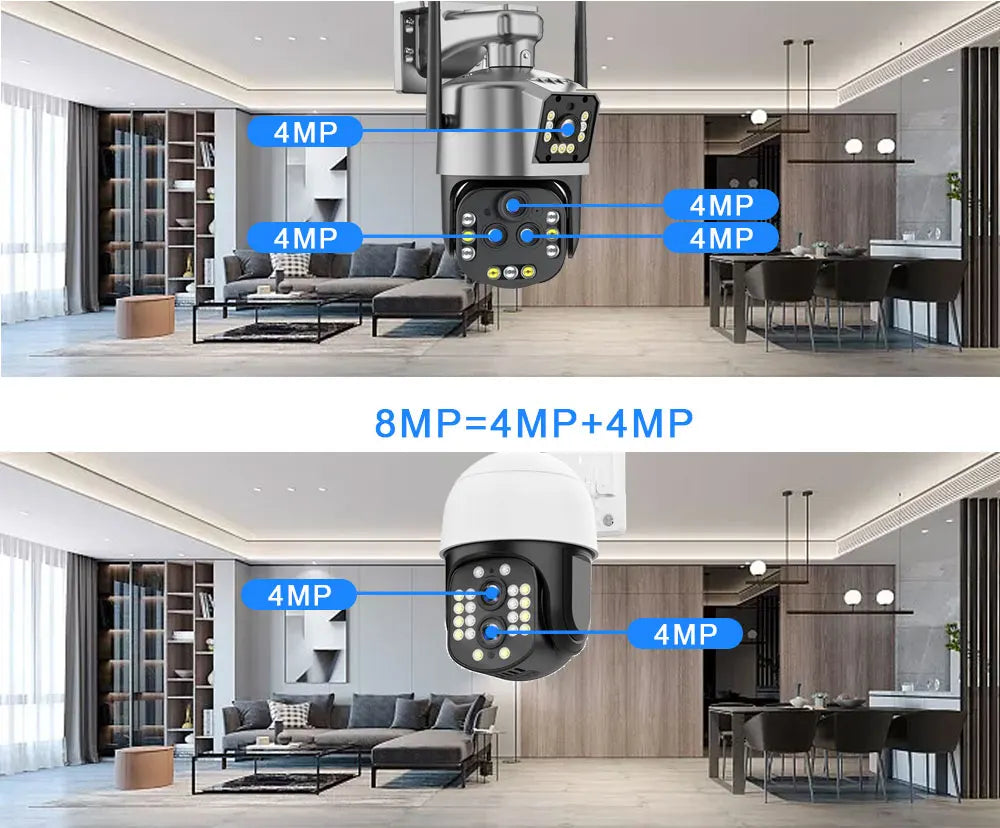 كاميرا مراقبة واي فاي PTZ خارجية بدقة 8K و16 ميجابكسل مع زوم 20X وتحديد تلقائي للحركة، نظام IP CCTV مراقبة منزلية