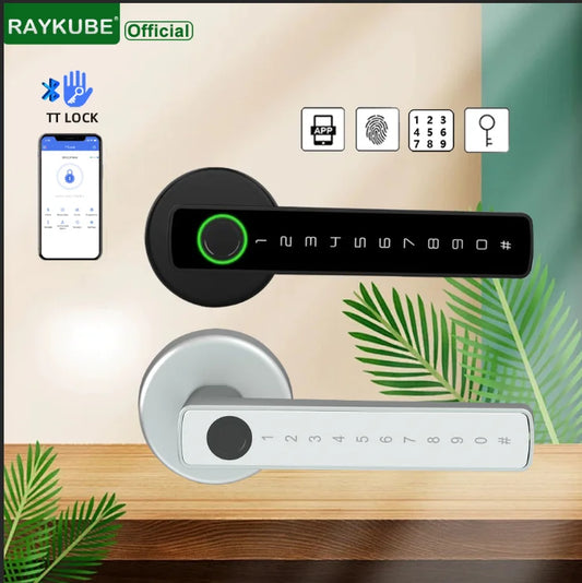 قفل باب إلكتروني RAYKUBE M5 TT Lock مع بصمة الأصبع وكلمة المرور وفتح القفل عبر تطبيق TT Lock لنمط المرور لغرفة النوم