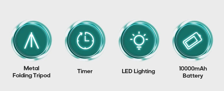 مروحة تخييم خارجية سعة 10000mAh، مروحة سقف كبيرة 11 بوصة مع إضاءة LED، مروحة دائرية متعددة الوظائف