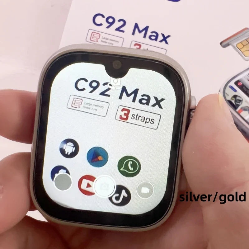 ساعة ذكية C92 MAX 4G 2024 بحجم 6+64GB، نظام أندرويد 8.1، مع شريحة SIM، واي فاي، ونظام GPS، ساعة فائقة للرجال