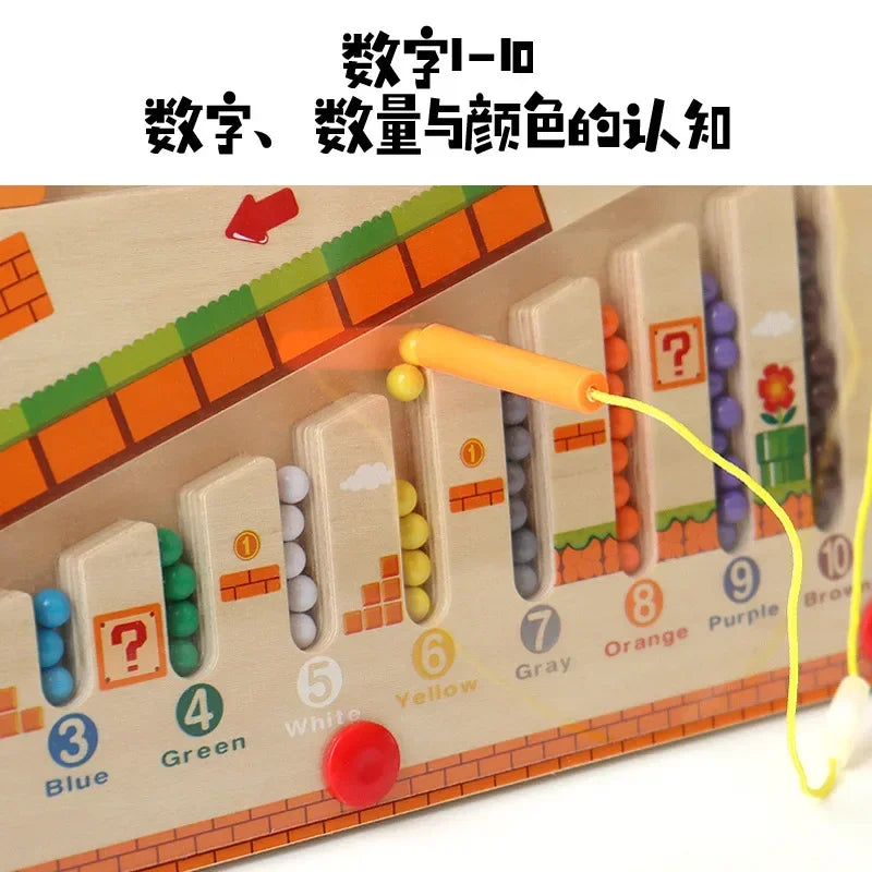 لعبة تعليمية خشبية مغناطيسية لتعلم الألوان والأرقام مع متاهة للمطابقة، ألعاب مونتيسوري للأطفال هدية تعليمية