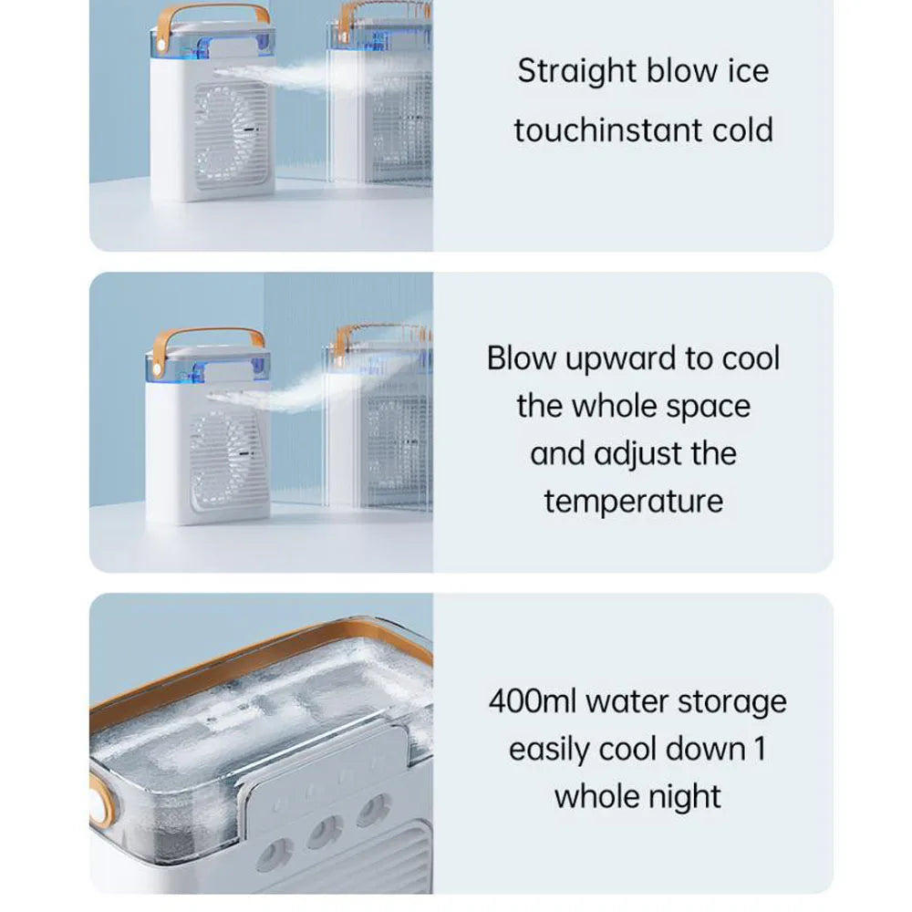 مروحة كهربائية محمولة ب USB مع مكيف هواء منزلية قابلة للتعديل 3 سرعات لتبريد الهواء وترطيب المنزل والمكتب