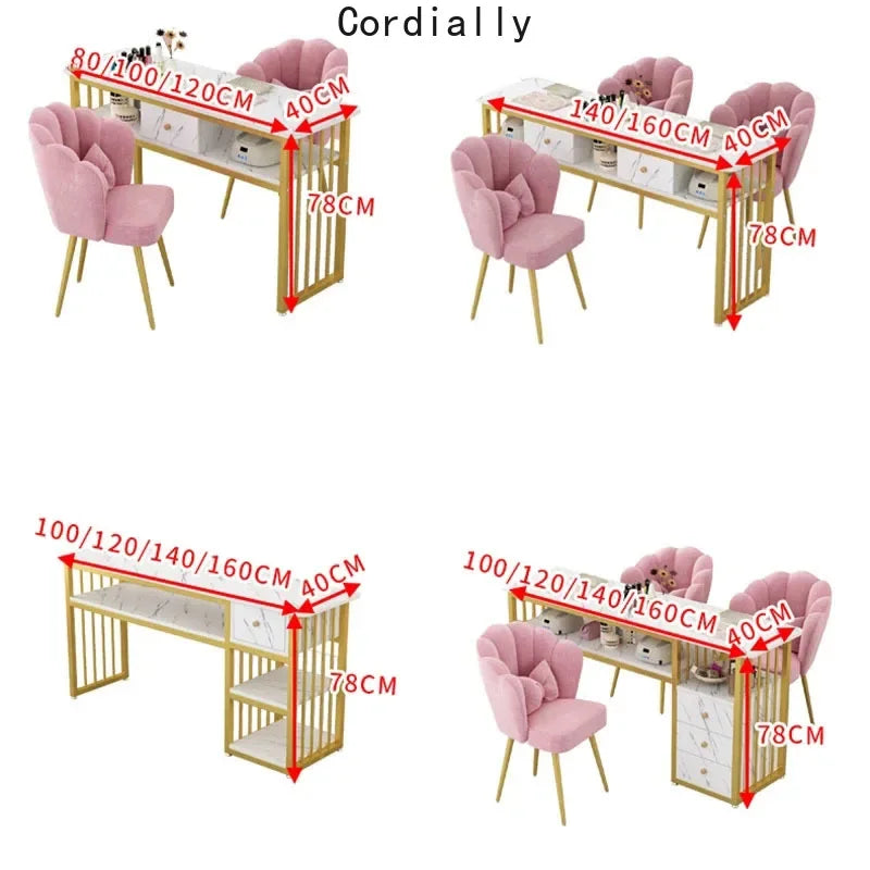 طقم طاولات ومقاعد أظافر حديثة من الحديد لتزيين المنزل وغرفة النوم، طاولة مكياج بسيطة للصالون، طاولة مانيكير احترافية