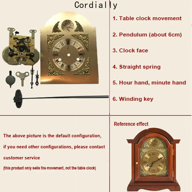 ساعة جد كبيرة ميكانيكية لمدة 31 يوم مع قطع الغيار الكاملة للساعة المعدنية القابلة لل winding
