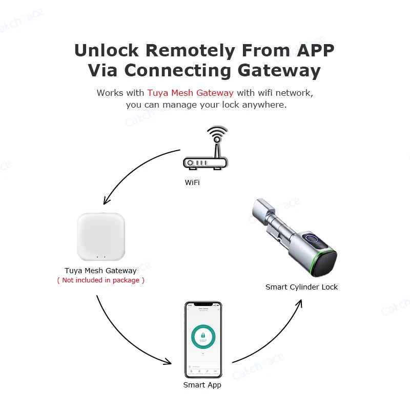 قفل ذكي بيومترى مع بصمة إصبع وكارت RFID - قفل دوار يمكن تخصيصه مع تطبيق TTLock