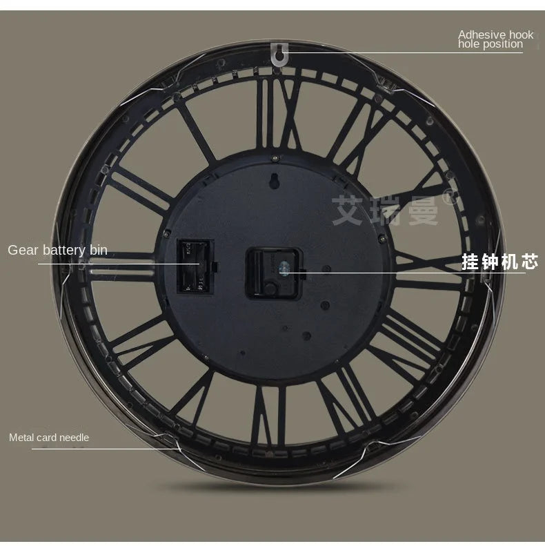 ساعة حائط معدنية أوروبية بتصميم فني عتيق، ساعة صامتة لتزيين غرفة المعيشة، هدية عيد ميلاد مبتكرة بحركة كوارتز