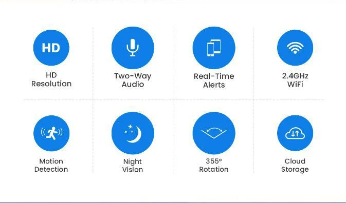 كاميرا مراقبة لاسلكية بزاوية 355 درجة مع حماية أمنية وتخزين سحابي للمنزل الذكي