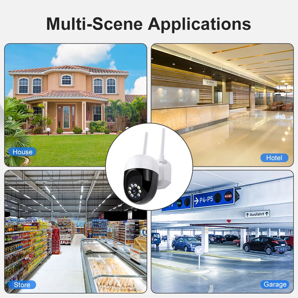 كاميرا مراقبة خارجية واي فاي 5MP 5G مع رؤية ليلية ملونة ومراقبة ذكية ومقاومة للماء