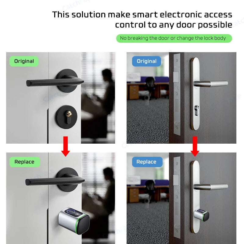 قفل ذكي بيومترى مع بصمة إصبع وكارت RFID - قفل دوار يمكن تخصيصه مع تطبيق TTLock