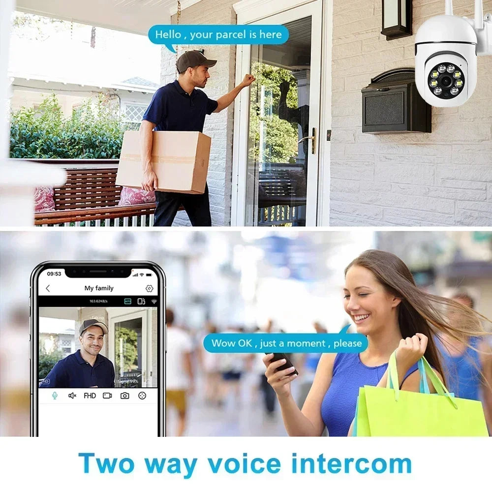 كاميرا مراقبة واي فاي 2.4G بدقة 1080P مع زوم 4.0X، مراقبة أمان خارجية مضادة للماء، تنبيه حركة، صوت ثنائي الاتجاه
