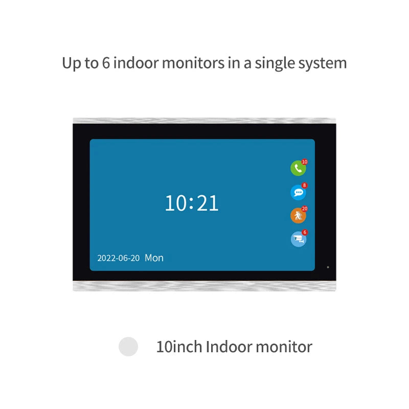 جرس باب فيديو ذكي بتقنية POE WIFI مع شاشة IPS بحجم 10 إنش ونظام تحكم في المداخل