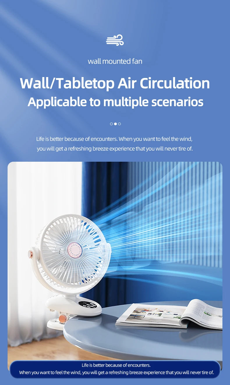 مروحة كهربائية محمولة 3 في 1 مع قاعدة قابلة للتثبيت وميزة الدوران، مكيف هواء صغير بمدخل USB نوع-C، 3 سرعات، مثالية للتخييم