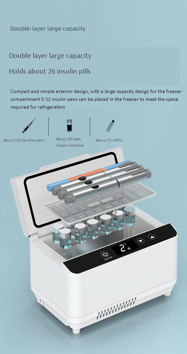 صندوق تبريد الأنسولين المحمول الصغير لحفظ الأدوية والهرمونات ونقل اللقاحات
