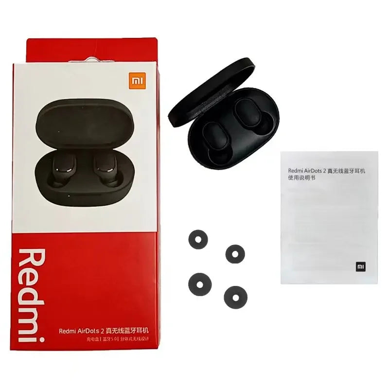 سماعات أذن وايرلس Xiaomi Mijia Redmi Airdots 2 مع تقنية Bluetooth 5.0، سماعات رياضية للموسيقى والمكالمات