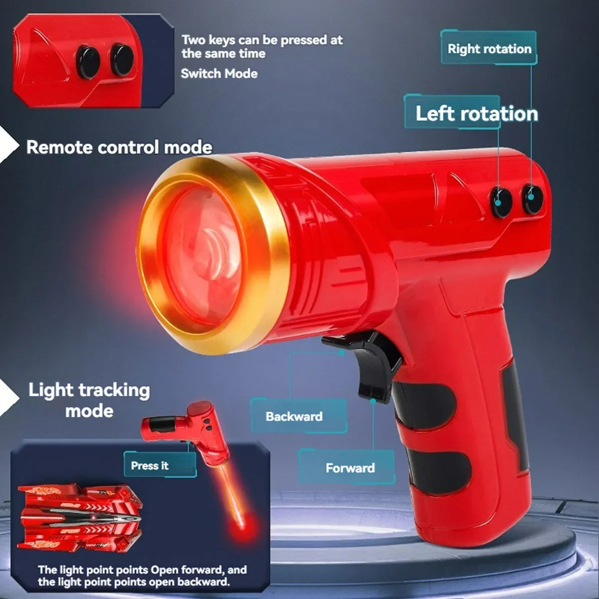 سيارة تحكم عن بُعد تتسلق الجدران والسقوف مع مؤشرات ليزر الأشعة تحت الحمراء - لعبة للأطفال هدايا للأولاد