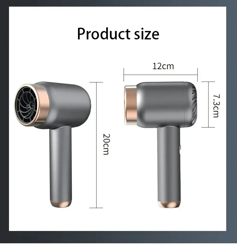 مجفف شعر محمول بقوة عالية مع شحن لاسلكي وقابل لإعادة الشحن عبر USB – مجفف شعر سريع للجفاف في المنزل للسفر بدون سلك