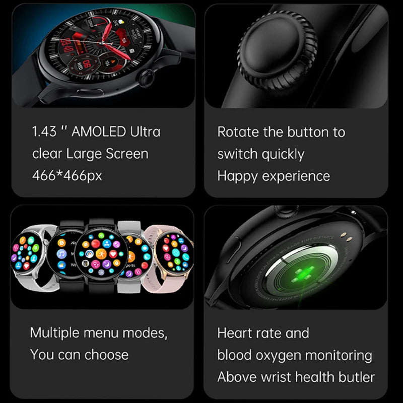 ساعة ذكية AMOLED حقيقية للسيدات 2024 بشاشة عرض دائمة، تتبع صحي، مكالمات صوتية، 466*466 HD، ساعة ذكية للنساء من شاومي