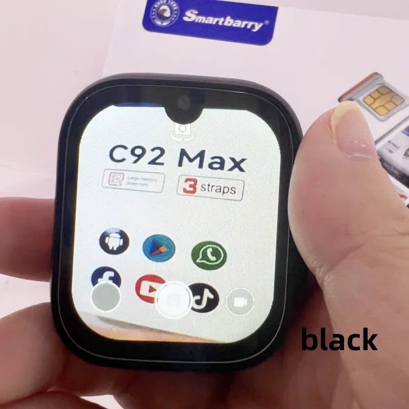 ساعة ذكية C92 MAX 4G 2024 بحجم 6+64GB، نظام أندرويد 8.1، مع شريحة SIM، واي فاي، ونظام GPS، ساعة فائقة للرجال